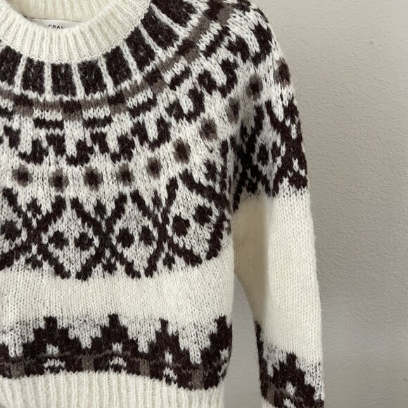 FRAME NWT WHITE ALPACA FAIR ISLE SWEATER SIZE L - Picture 9 of 14
